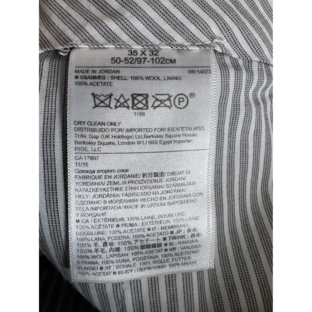 Banana Republic Mens 35x32 Modern Slim‎ Fit Grey Wool Micro Check Dress Pants